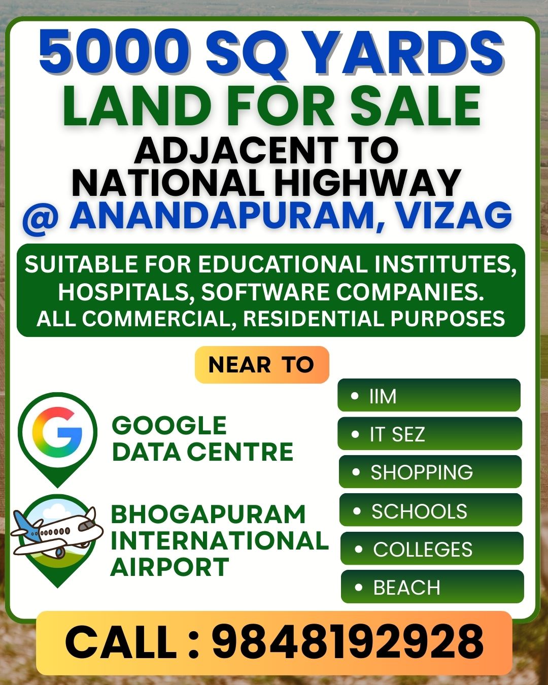 5000 sq yards for sale at anandapuram visakhapatnam