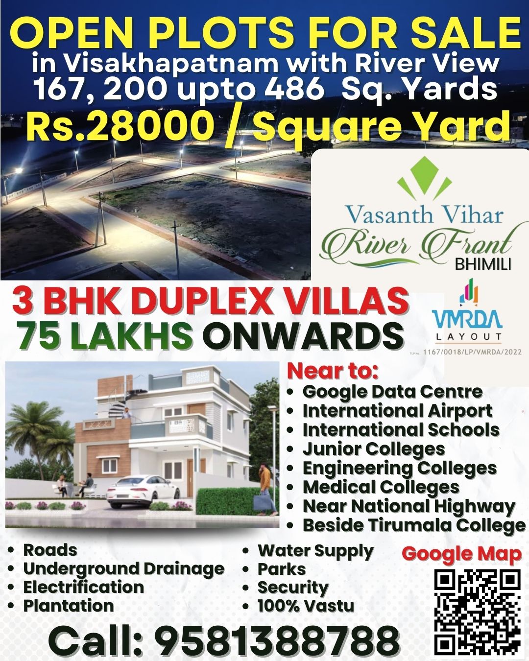 3 Bhk Duplex Villa at 75 Lakhs in 167 Sq Yards